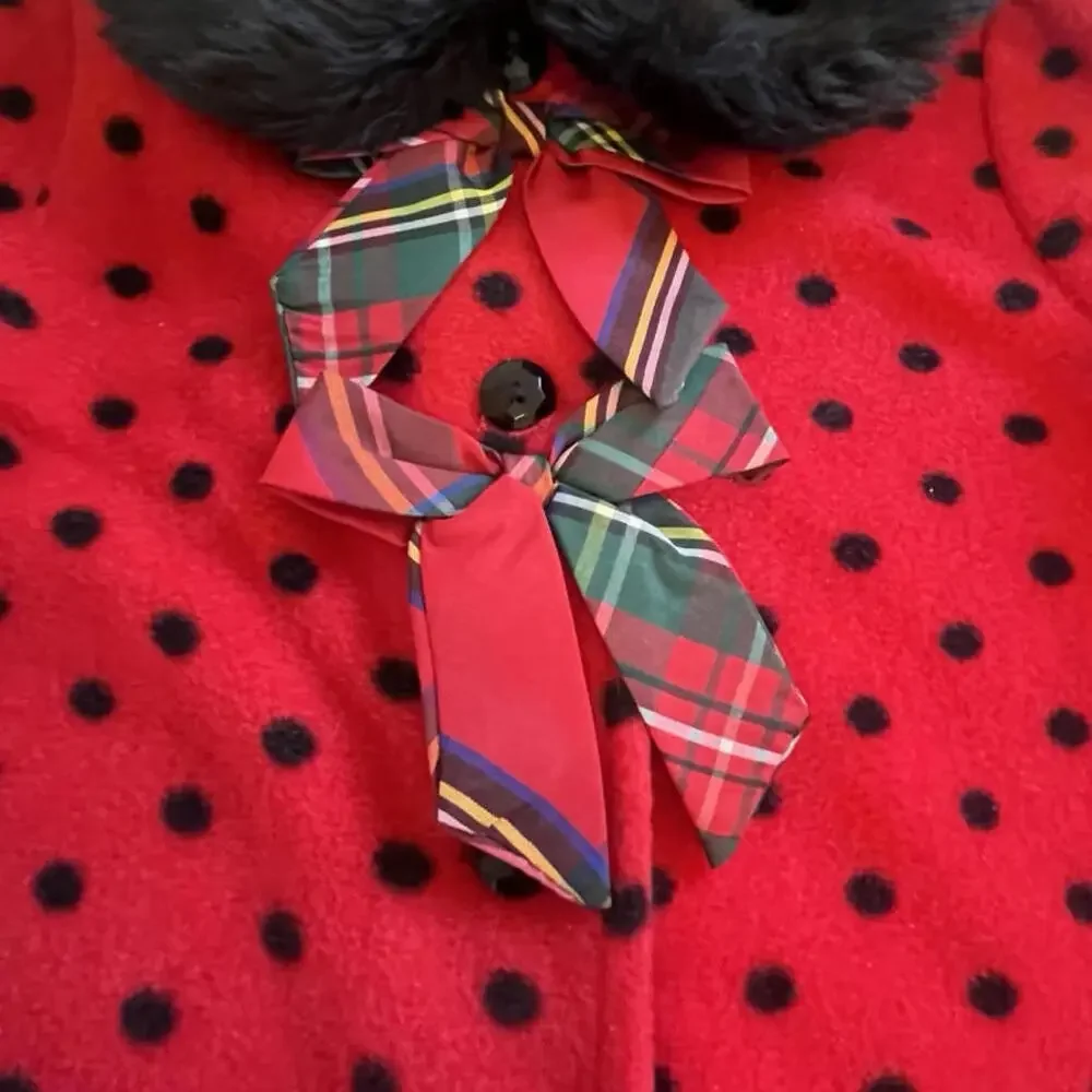 Blueberi Boulevard Girls Scotty Dog And Scotch Plaid Ribbon Red 3T Fleece Jacket